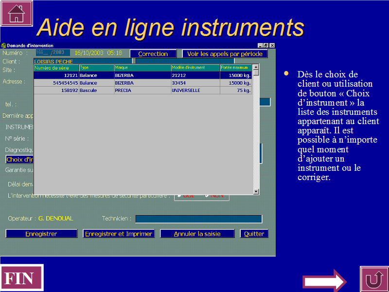 Aide en lignes instruments.