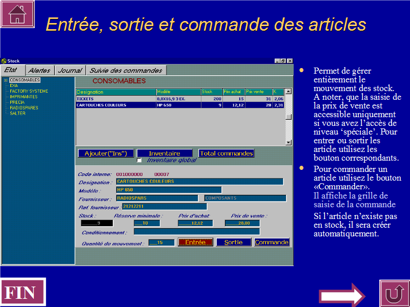 Commande des articles