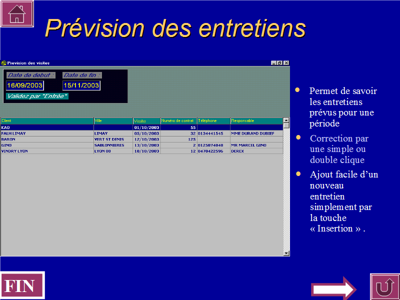 Prévision des entretiens