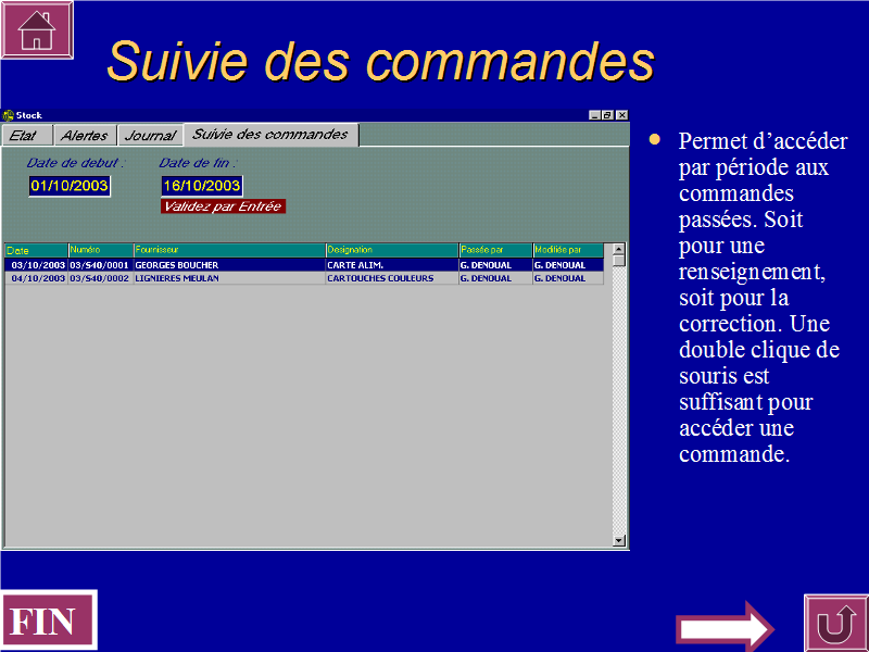 Suivie des commandes