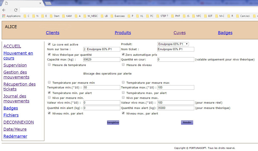Gestion et reglage des cuves